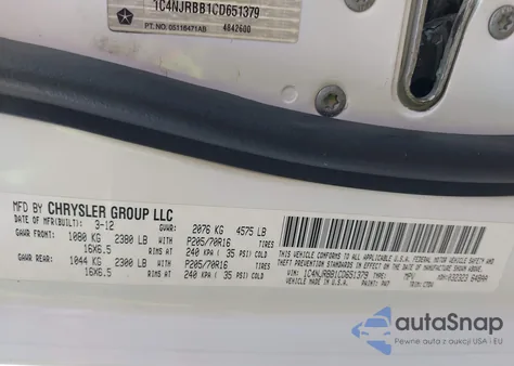 2012 Jeep Patriot Sport z USA, uszkodzony, nr VIN 1C4NJRBB1CD651379